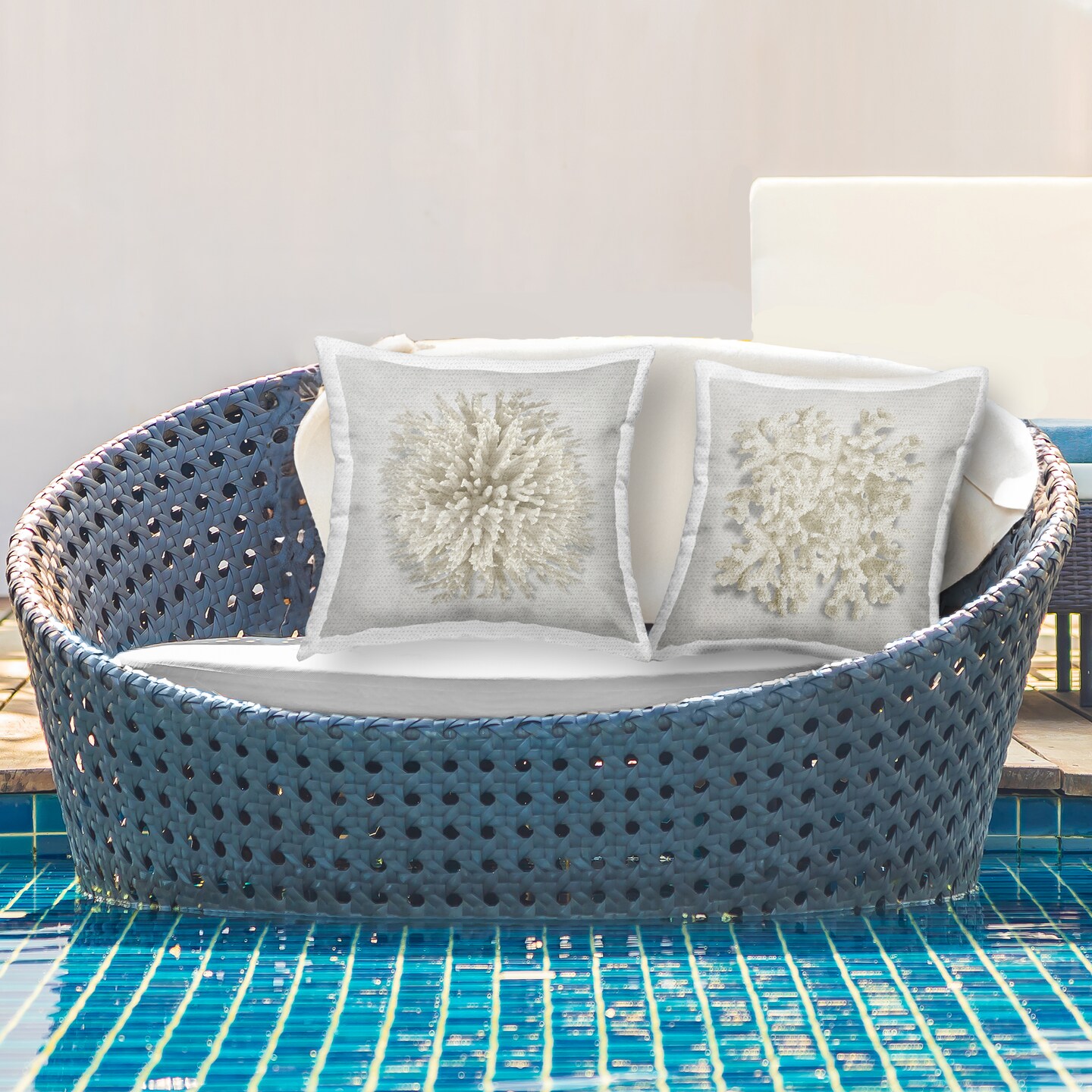 Stupell Industries Distinct Natural Coral 2pc Outdoor Printed Pillow Set design by Caroline Kelly, 18 x 7 x 18