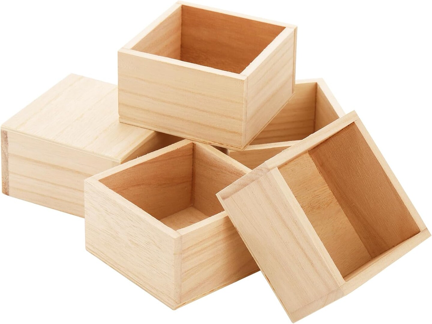 12 Pack Unfinished Small Wooden Box Craft Storage Organizer