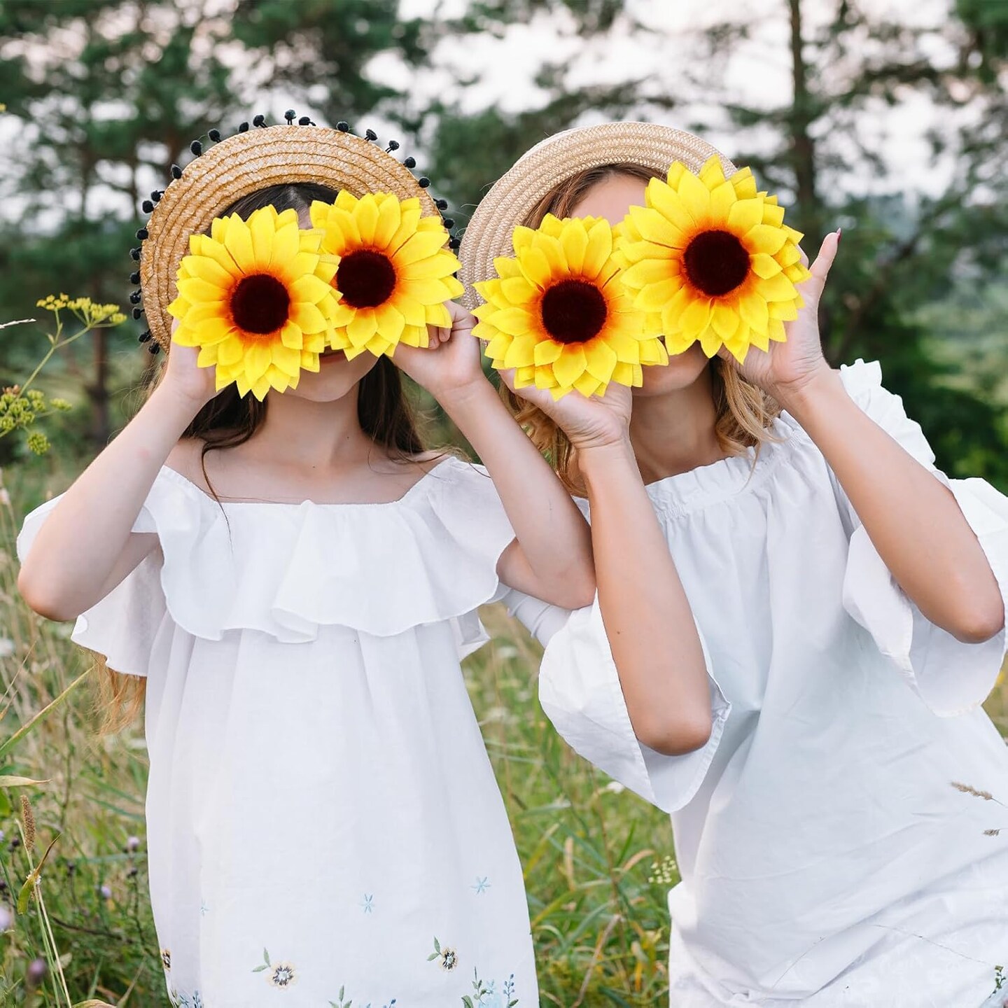 80 Pcs Summer Sunflowers &#x2013; 4.1&#x22; Yellow Artificial Flower Heads with Stems for DIY Projects &#x26; Seasonal Home Decor Floral Arrangements