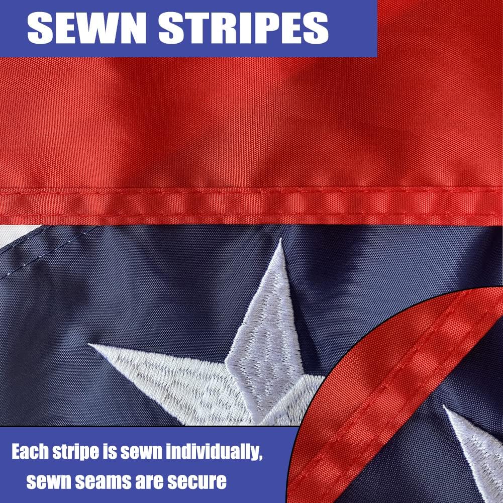 1.5x3Ft American Pleated Fan Flag with Embroidered Star- 100% Durable US Patriotic Half Fan Bunting Window Flag with 2 Brass Grommets