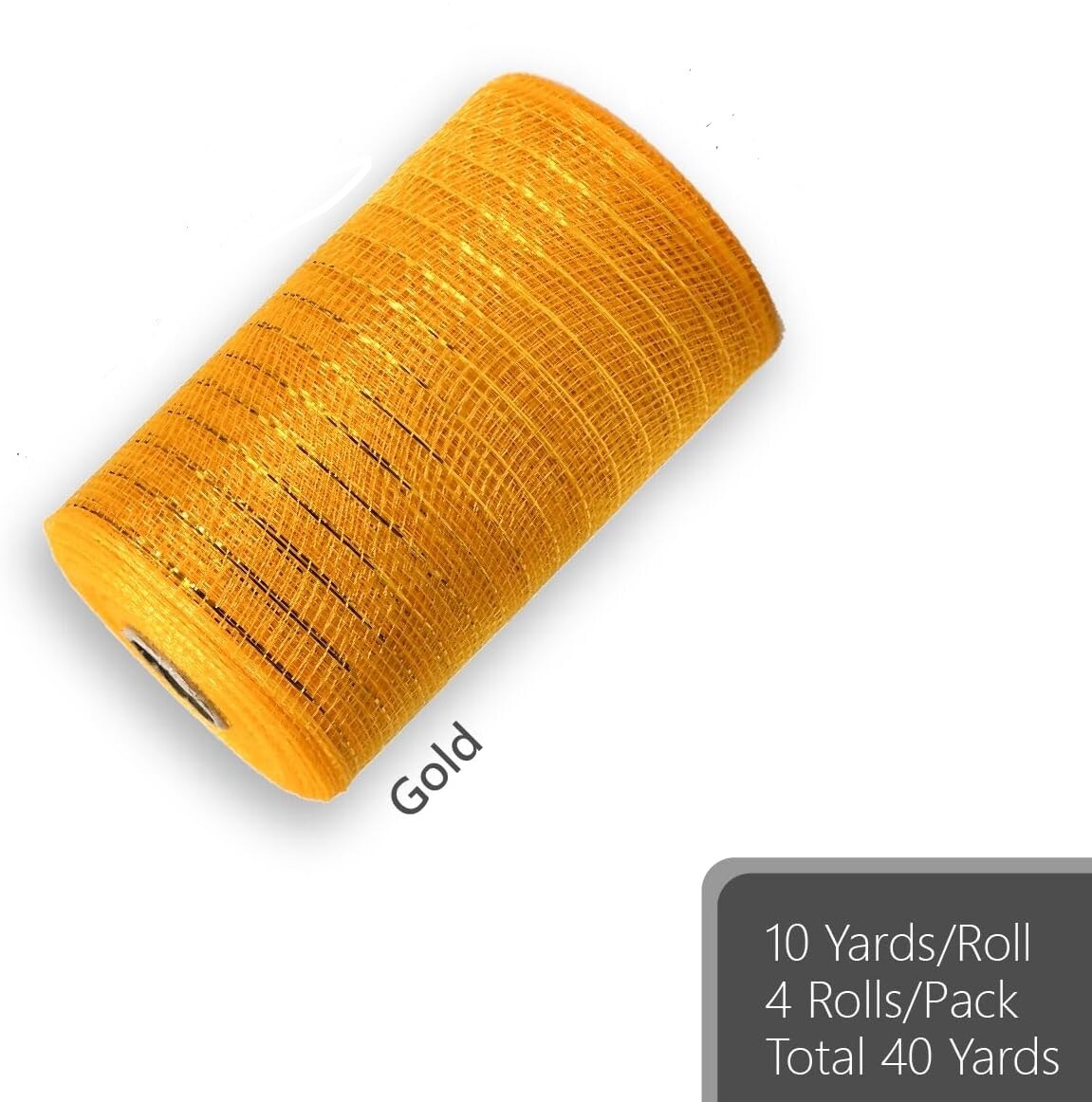 Metallic Deco Mesh Ribbon 6 Inch x 40Y Gold Christmas Home Decoration Bow