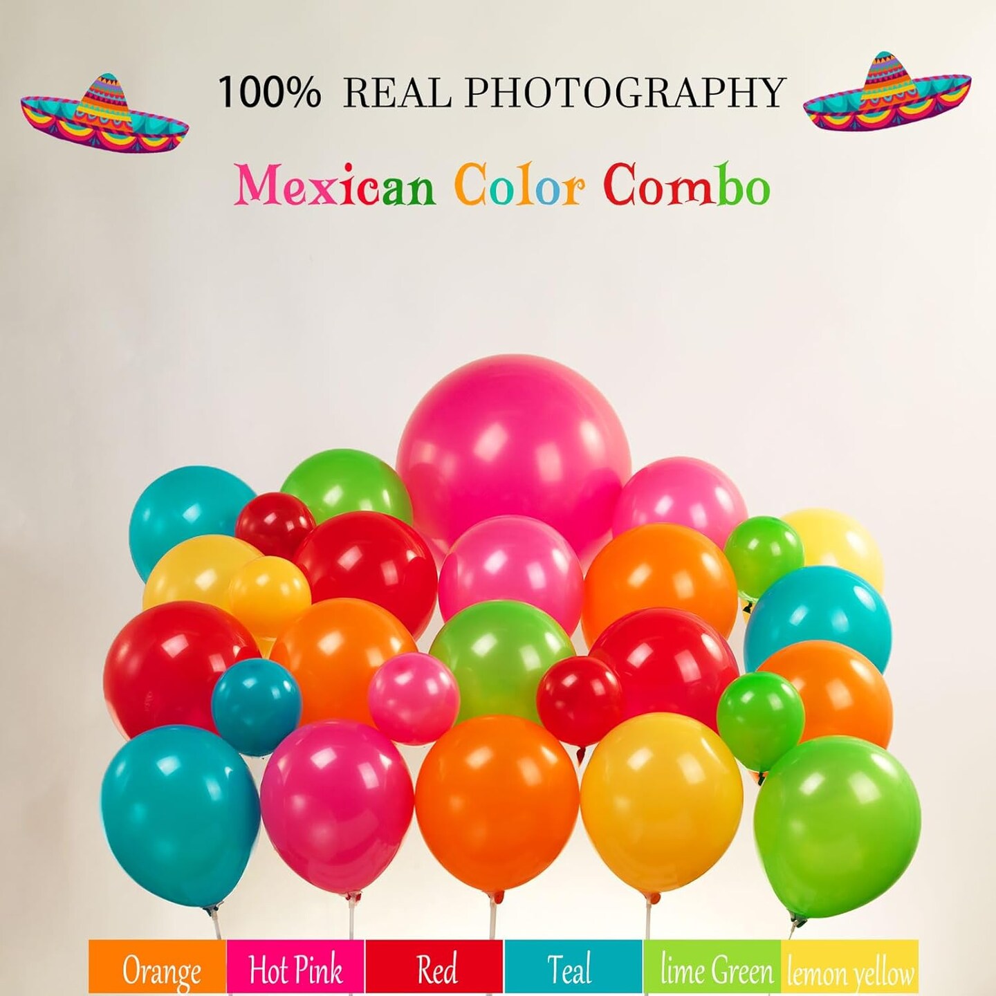 Mexican fiesta cinco de mayo independence Themed Balloon Garland Arch Kit 152 Pieces Hot Pink Red Yellow Orange Blue green Balloons for Cielito Lindo Birthday and Baby Shower Party Supplies Decoration