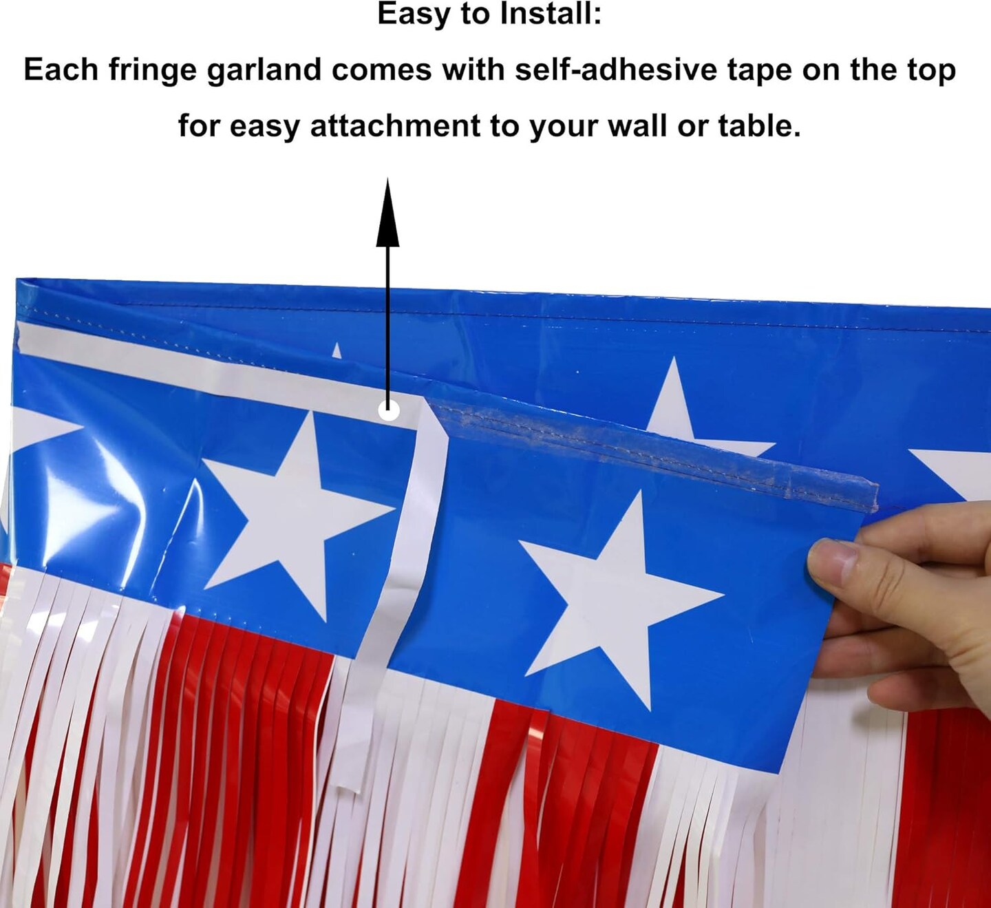 Pack of 6 - Each 15" x 10 Feet Long American Flag Tinsel Garland for 4th of July Decorations