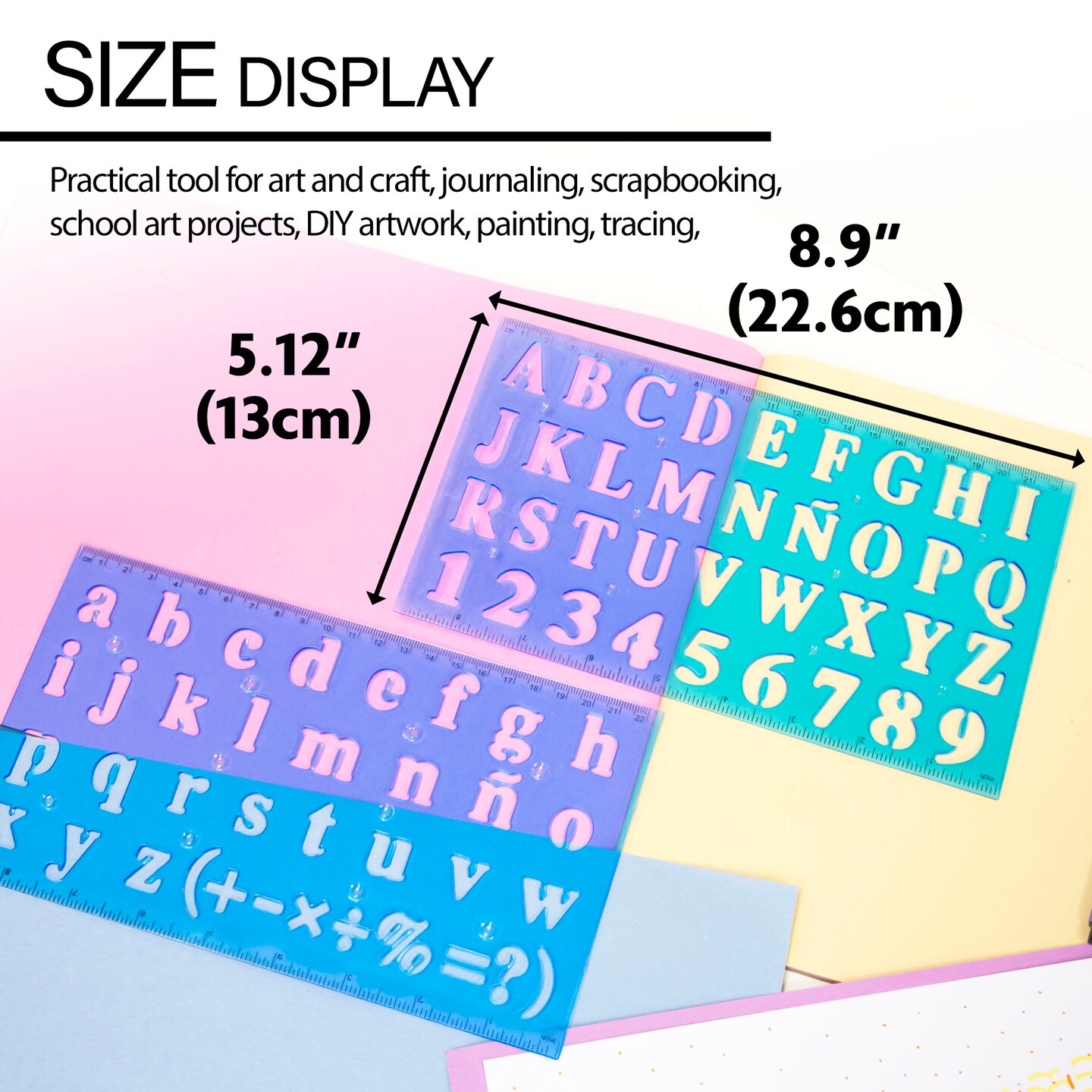 BAZIC 20mm Size Lettering Stencil Ruler Sets (2/Pack)