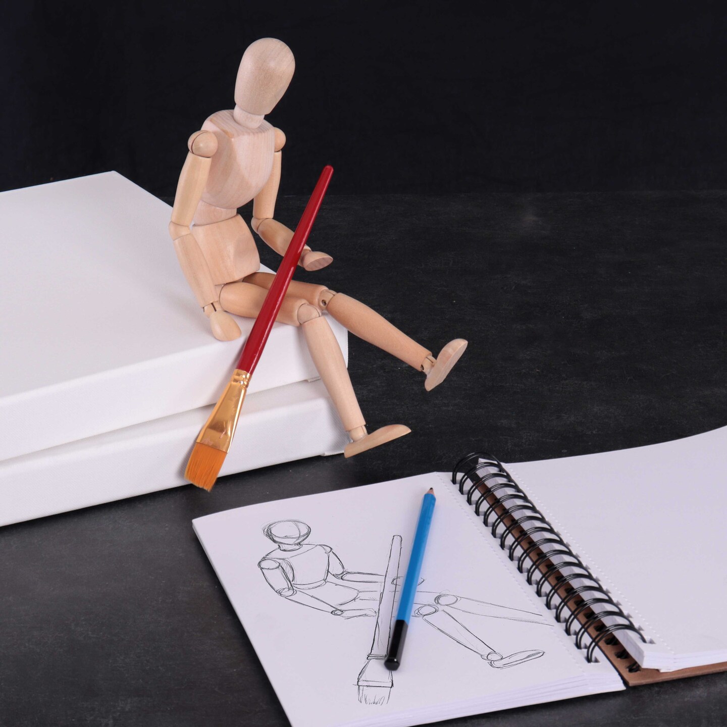 Wood 12&#x22; Artist Drawing Manikin Articulated Mannequin with Base and Flexible Body - Perfect For Drawing the Human Figure (12&#x22; Male)