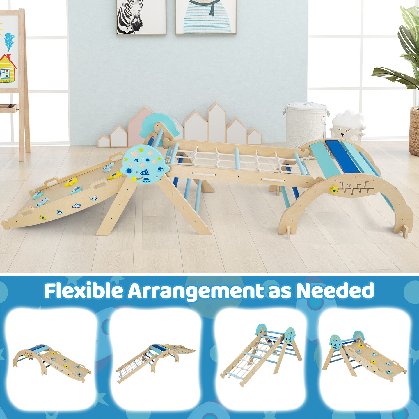 8-in-1 Foldable kids Climbing Toy Triangle Set – Astronaut and Unicorn
