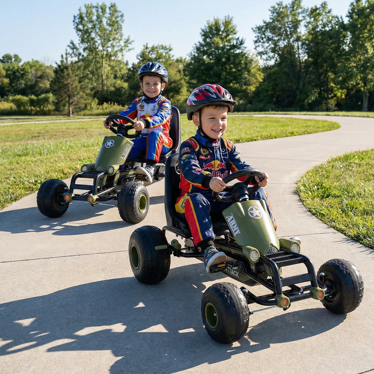 Kids Ride-On Pedal Go Kart with Gear Shifter, Steering and Handbrake