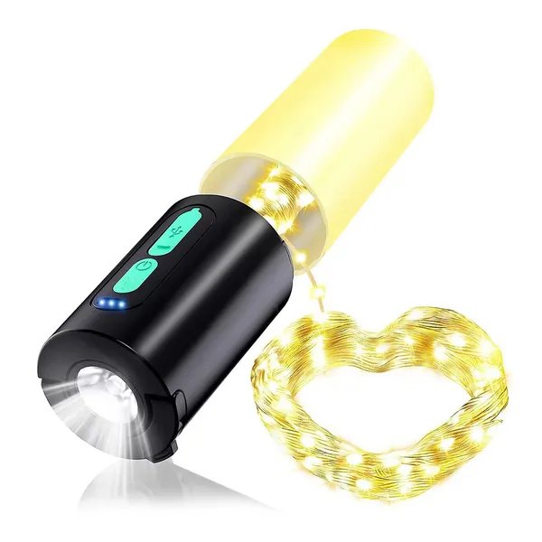 4-in-1 Rechargeable Camping String Light – 33FT LED Lantern with Power Bank & Carry Bag