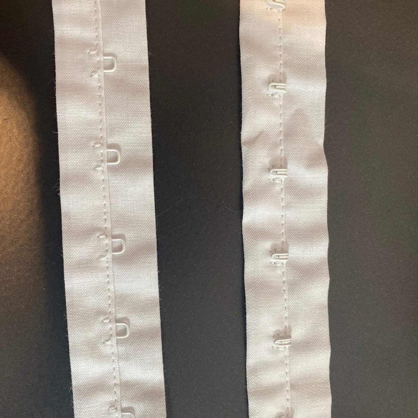 1 Yard White Apron Hook and Eye Tape Set 1/2" Each Side Cotton Trim