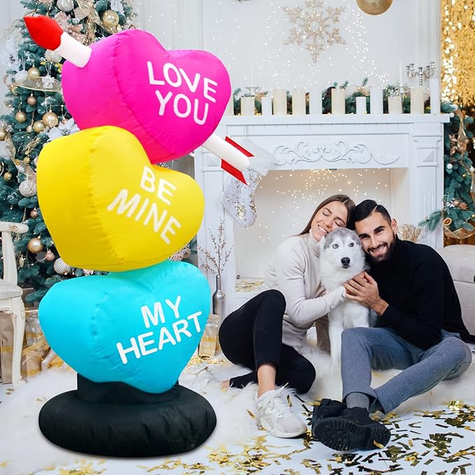 GOOSH 4 FT Valentines Day Inflatables Three Hearts for Wedding Party