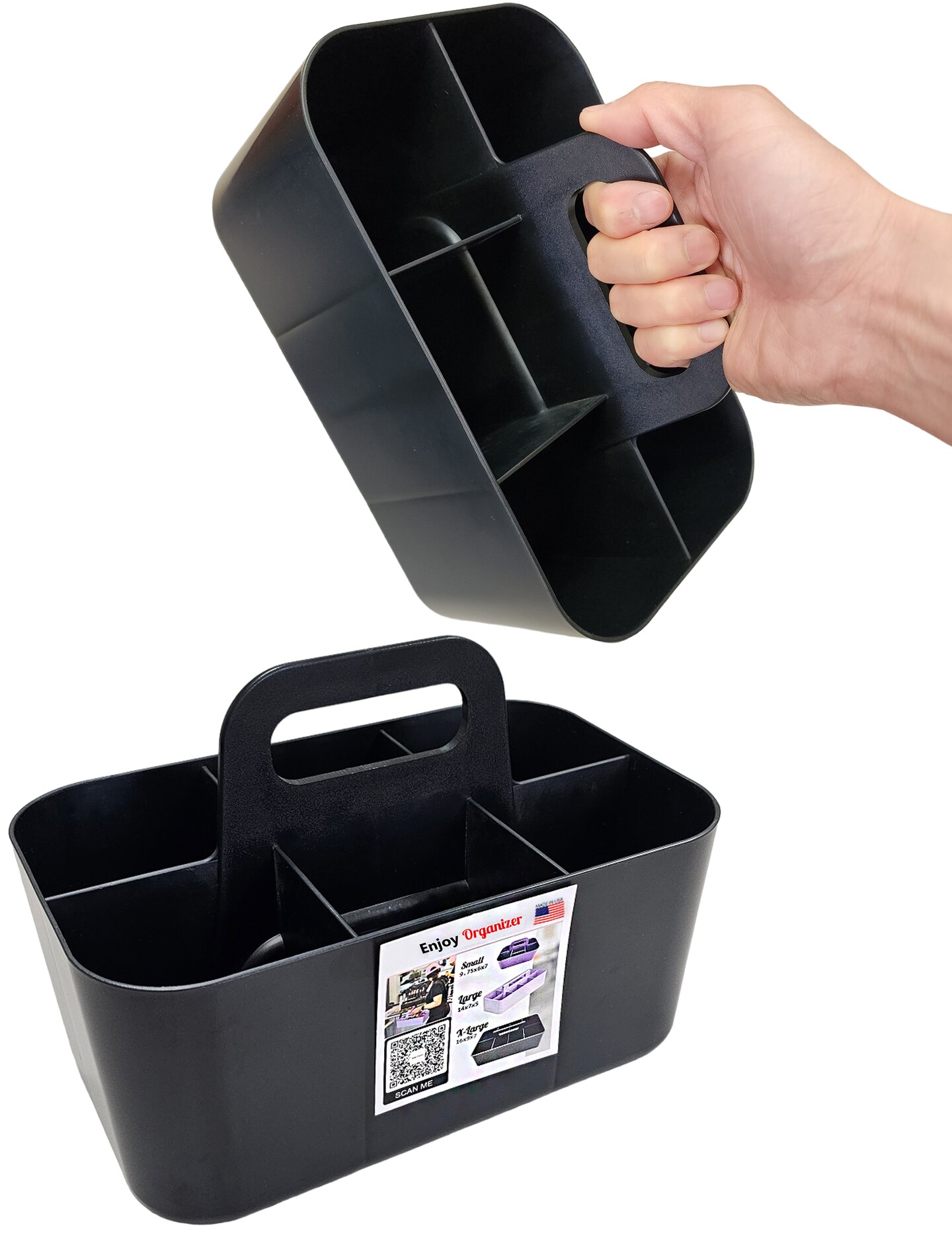 Enjoy Organizer 2 Pack Small Stackable and Portable Simple 6-Compartment Art Caddy - Made In USA