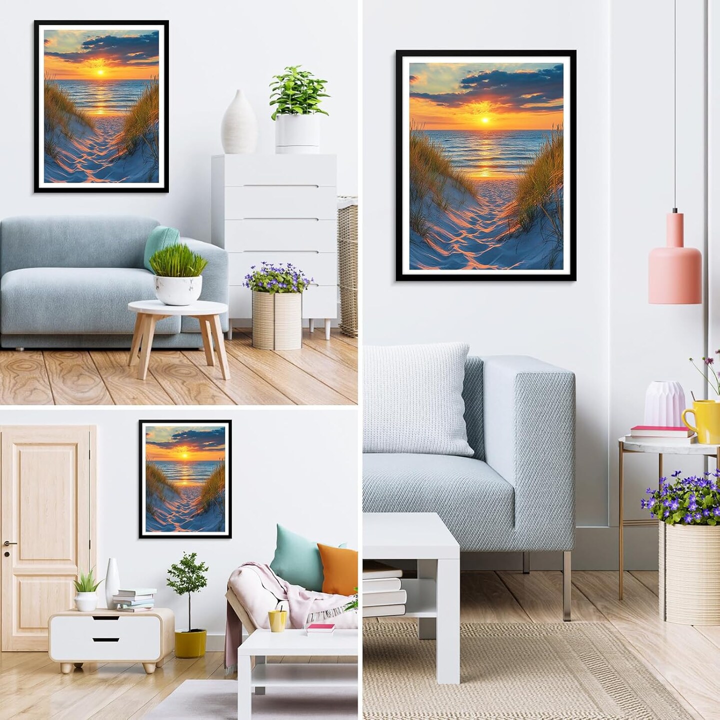 Sunset Diamond Painting for Adults, Beach DIY Diamond Rhinestone Cross Stitch Crystal Painting for Wall Decor 12x16 Inch