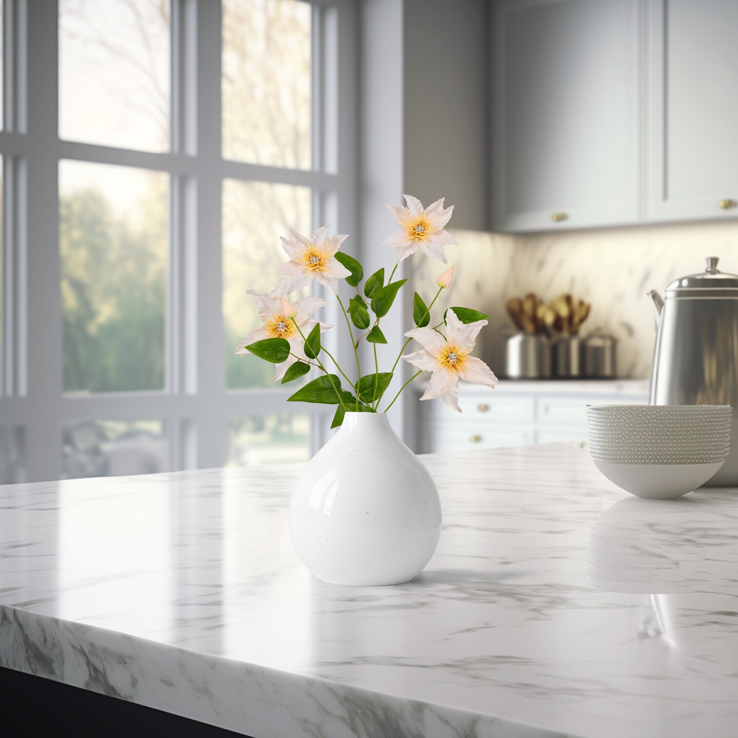 Allstate Two-Tone Clematis Artificial Floral Spray with Rhinestones - 20" - Blush Pink