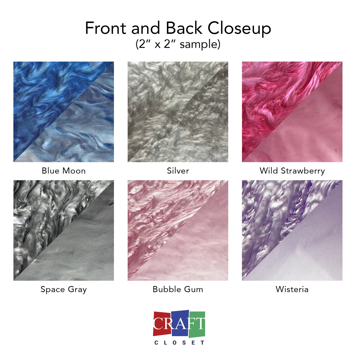 Pearlescent Acrylic Variety Pack, Glowforge Ready, 6 Sheets, 1/8th", 12"x19", Cast Acrylic, Craft Closet Brand