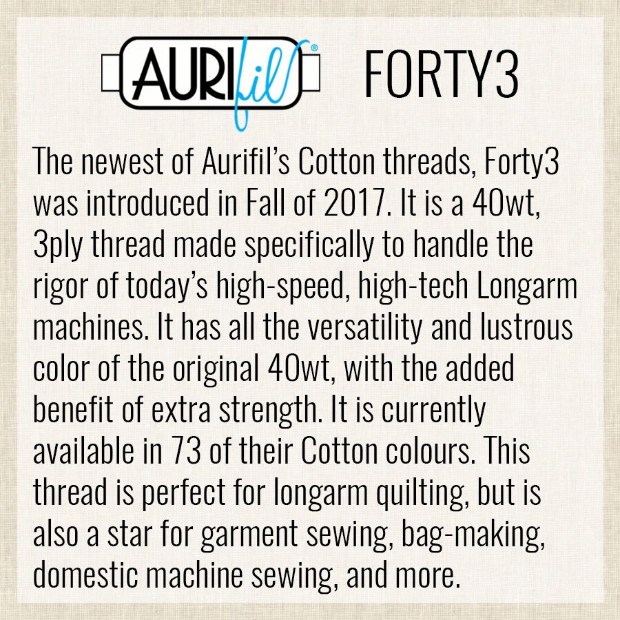 Medium Butter (2130) | Forty3 (40wt, 3ply) Cone (3000M / 3280Y) | Aurifil Thread