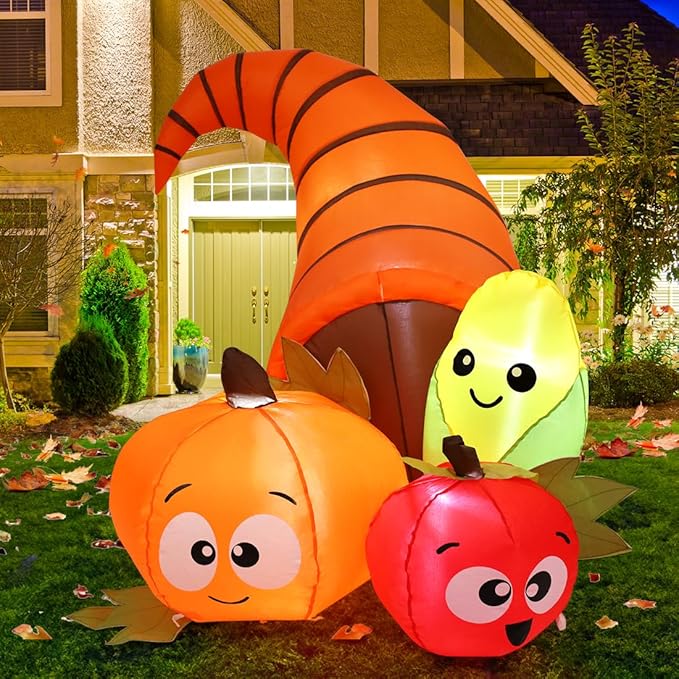 GOOSH 5.5 FT Long Thanksgiving Inflatables Fruit Combo with Built-in LEDs