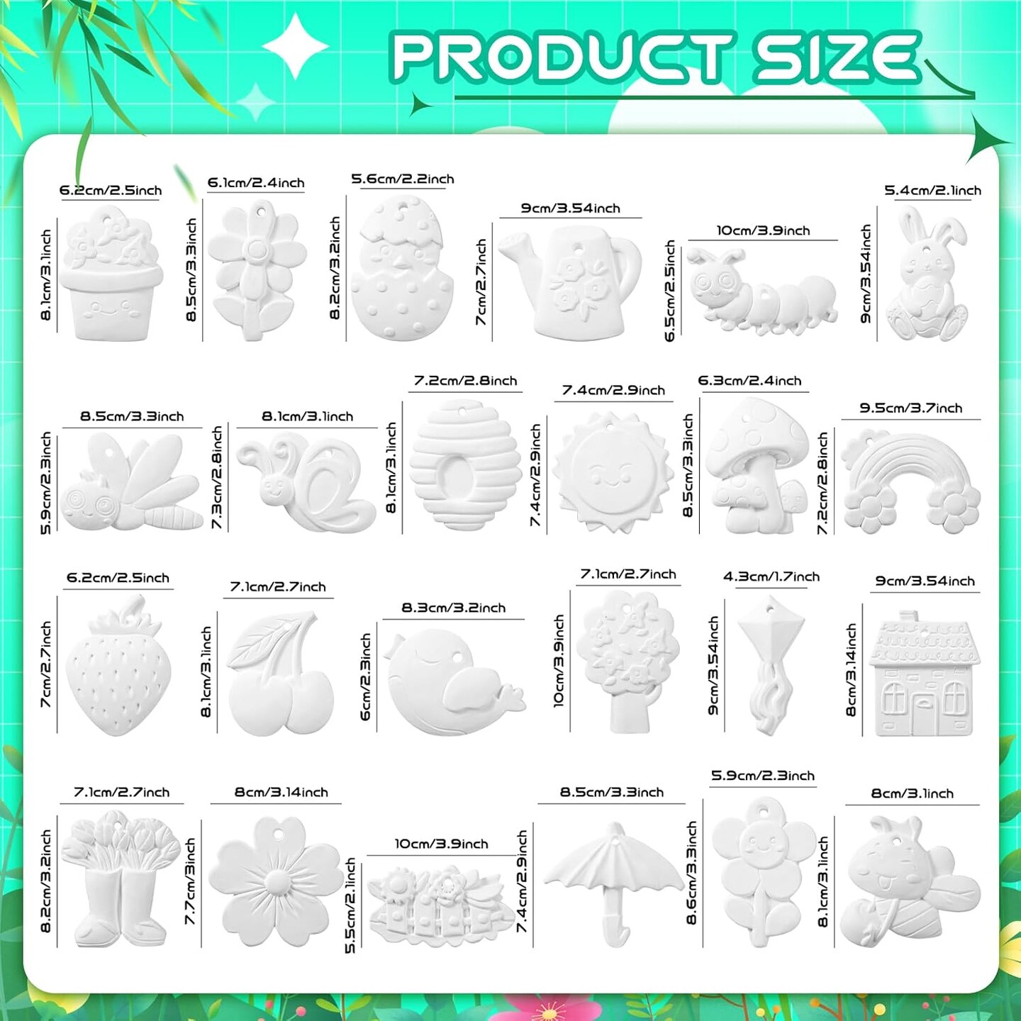 24 Sets Ceramics to Paint Kids Arts and Crafts Painting Kit (Spring)