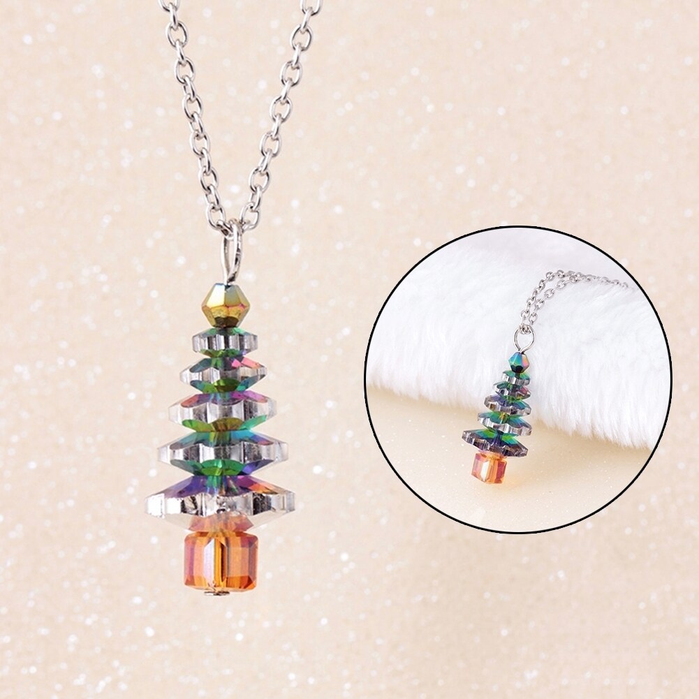 Christmas Tree Fake Crystal Pendant Fashion Women Jewelry Gift Chain Necklace