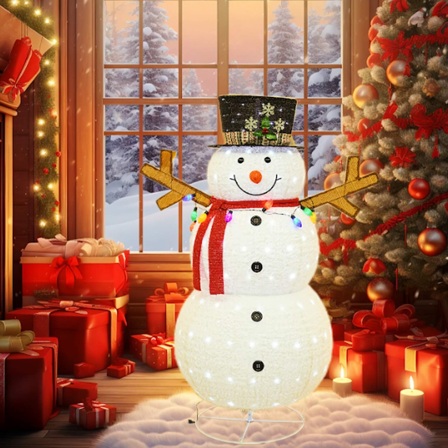 LED Snowman Decoration with 200 Lights Weatherproof Outdoor Christmas Yard Display 45 x 28 x 60 Inches