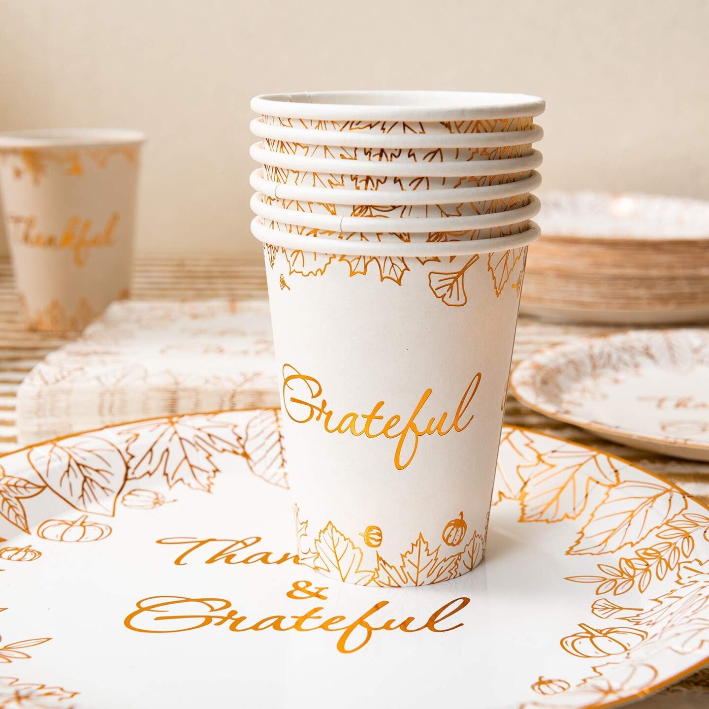 Thanksgiving Disposable Napkins Plates Cups Set (ThanksGiving Disposable Tableware)
