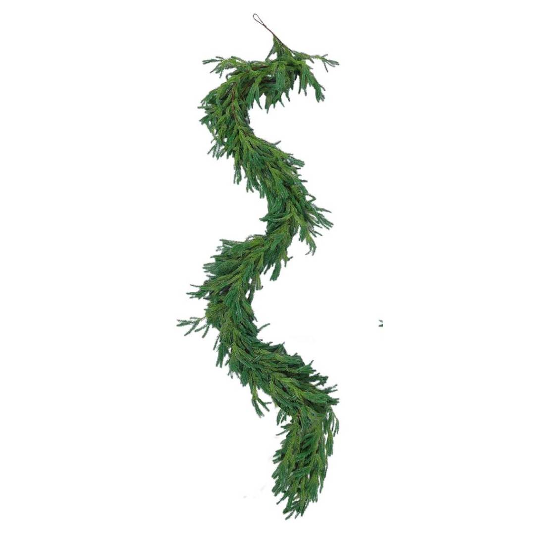 9FT Artificial Norfolk Pine Garland &#x2013; Realistic Christmas Greenery, Lush Green Pine Garland for Table, Mantel, Wall, Indoor &#x26; Outdoor Holiday Decoration