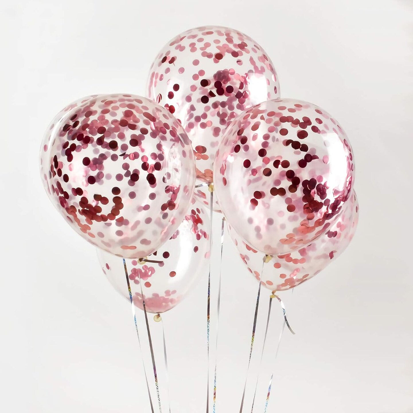 25 Pcs Thickened 12 Inch Clear Latex Balloon (Rose Gold Confetti Balloons)