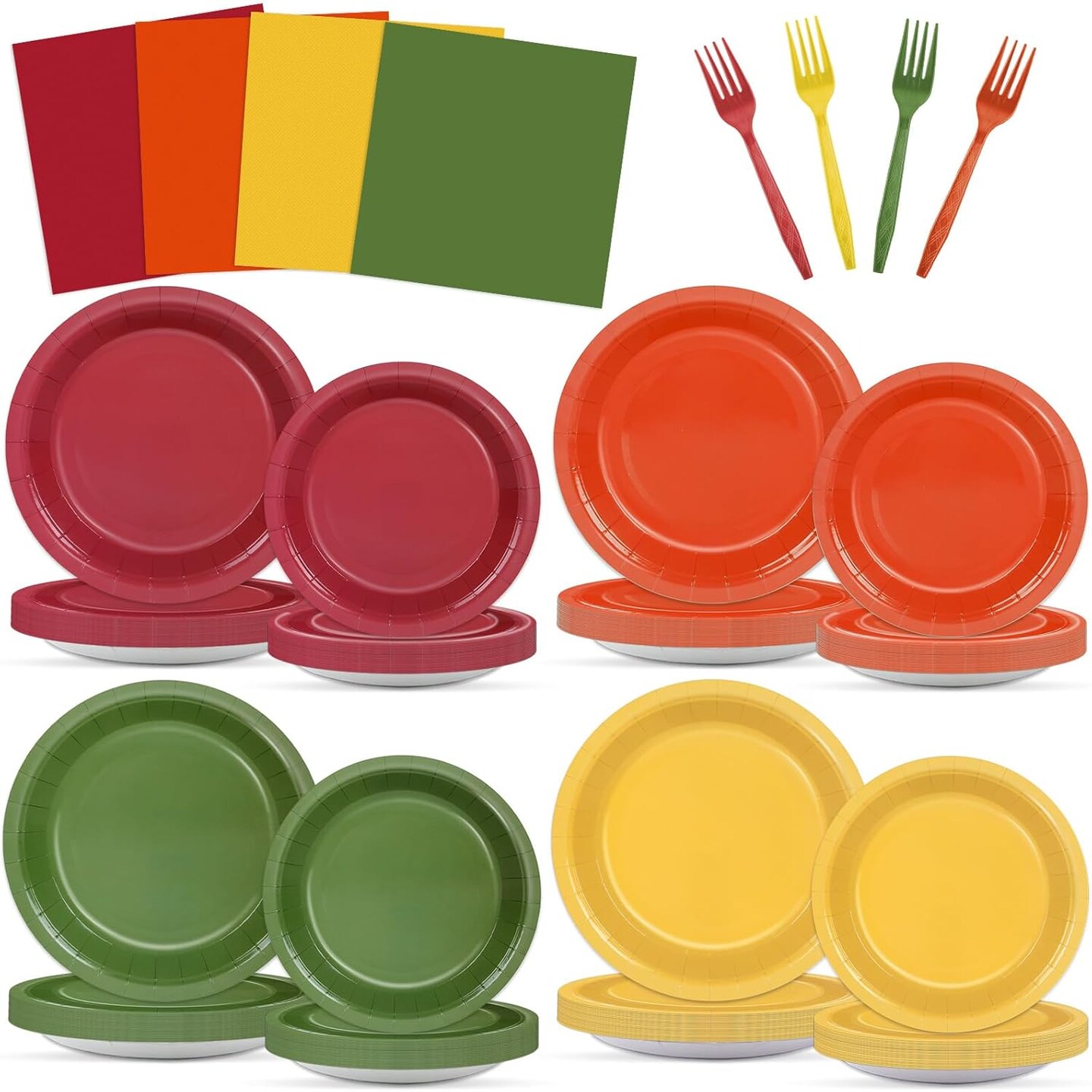 208 Pcs Thanksgiving Paper Plates(Autumn Color)9.06 x 9.06 x 4.92 inches