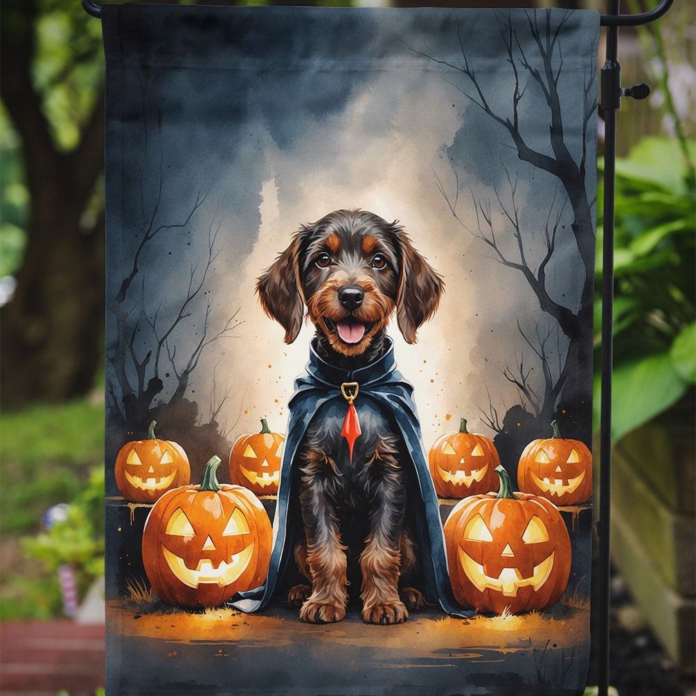 Edge Collections - 11 1/4" X 15 1/2" - Multicolor - Garden German Wirehaired Pointer Halloween Decorative Flag - 1 Piece