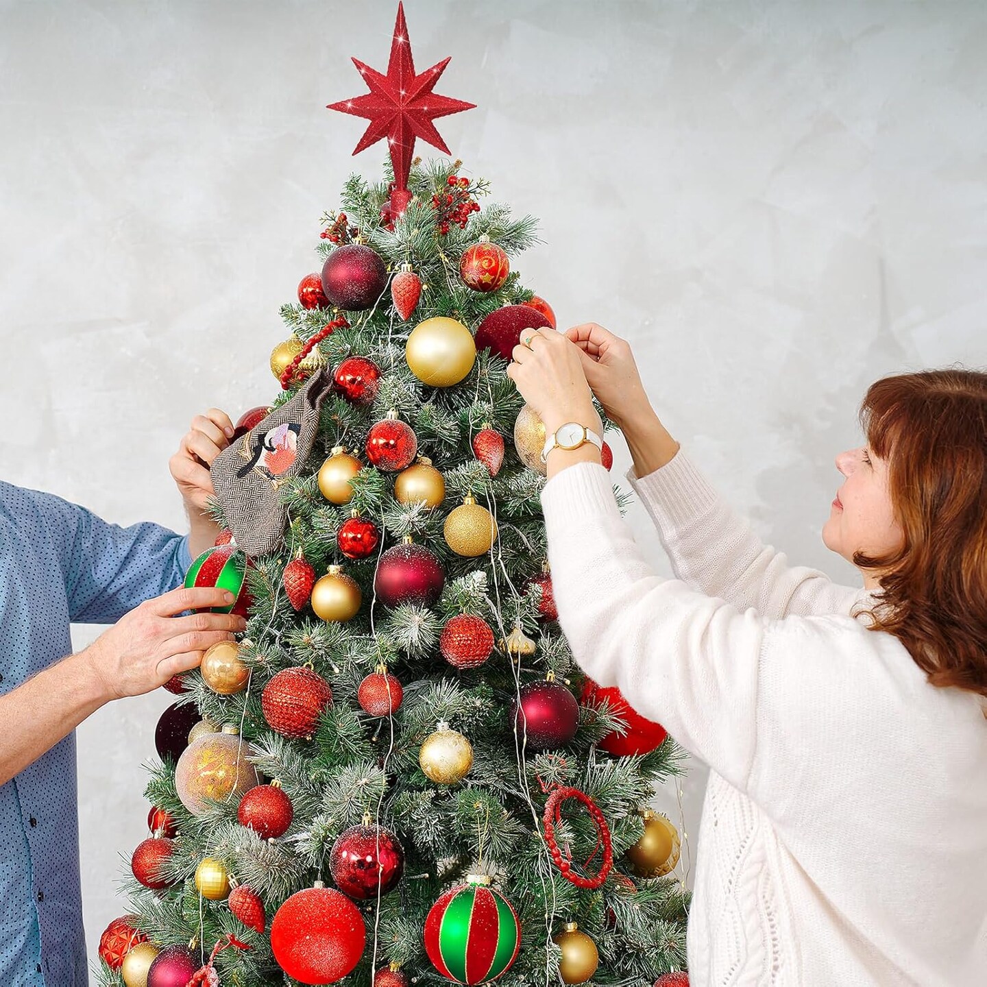 Red Christmas Star Tree Topper (Red)