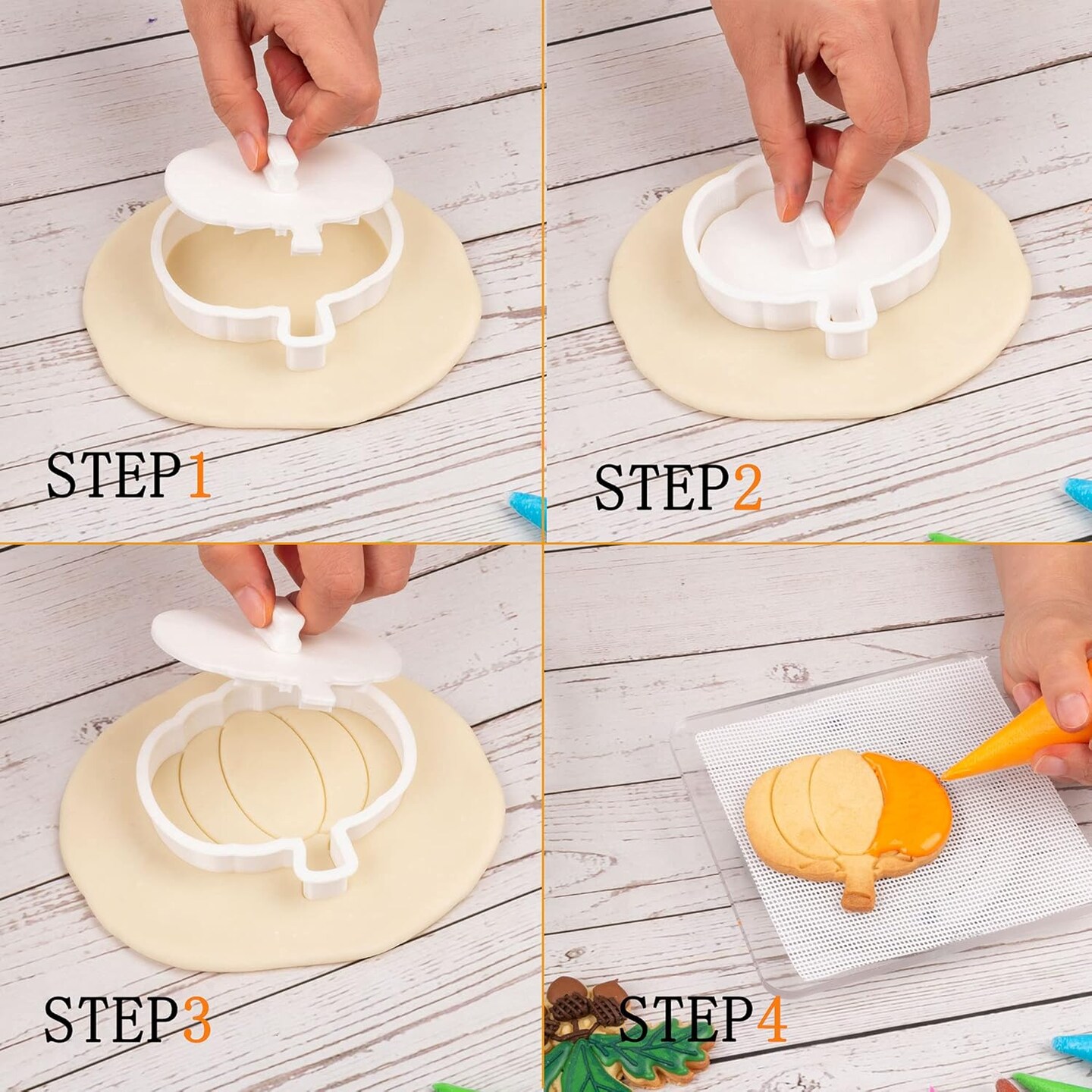 Pumpkin Cookie Cutter with Plunger Stamps(Easier Pumpkin Mold)