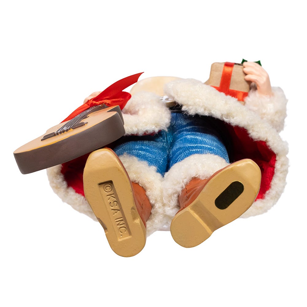 Kurt Adler 11-Inch Fabrich&#xE9; Western Santa with Guitar