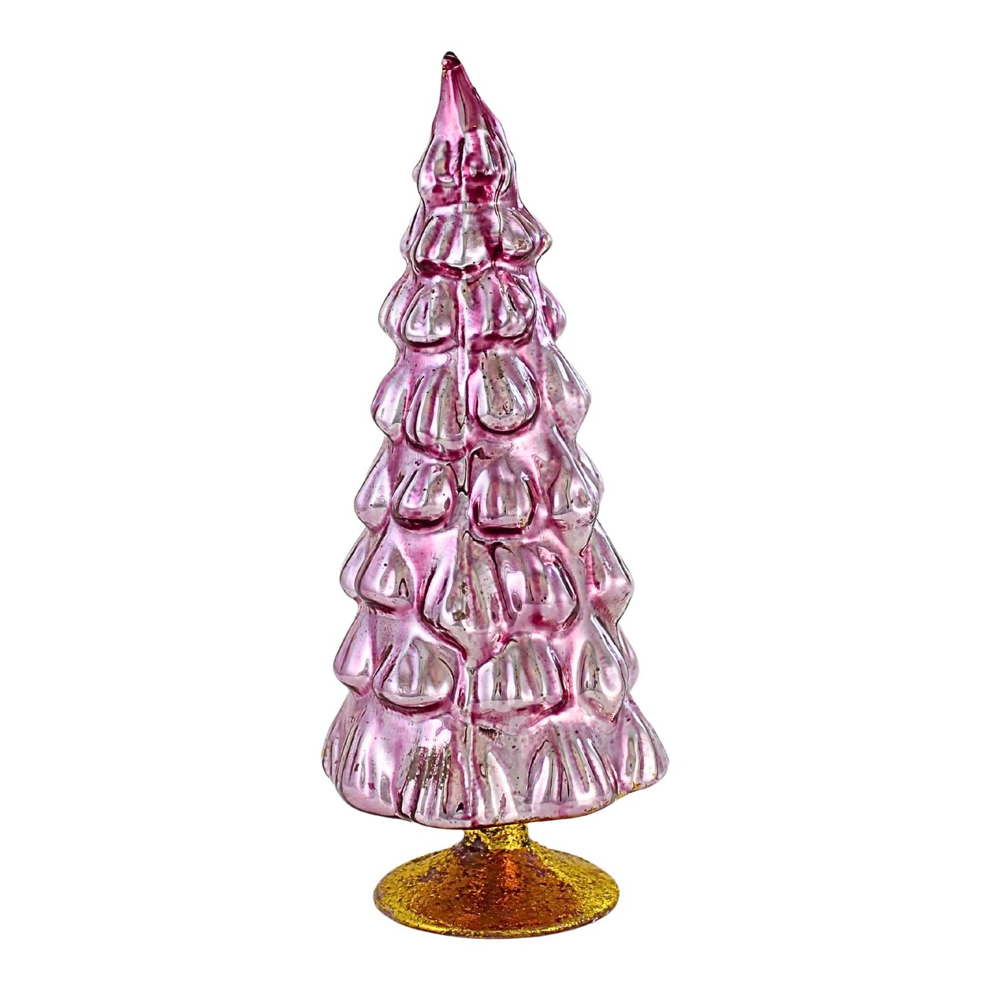 Craftoutlet.Com 7.0 Inch Colored Large Pink Hue Glass Tree Christmas Decorative Tree , Multi Seasonal Decor Decorative Holiday Decor