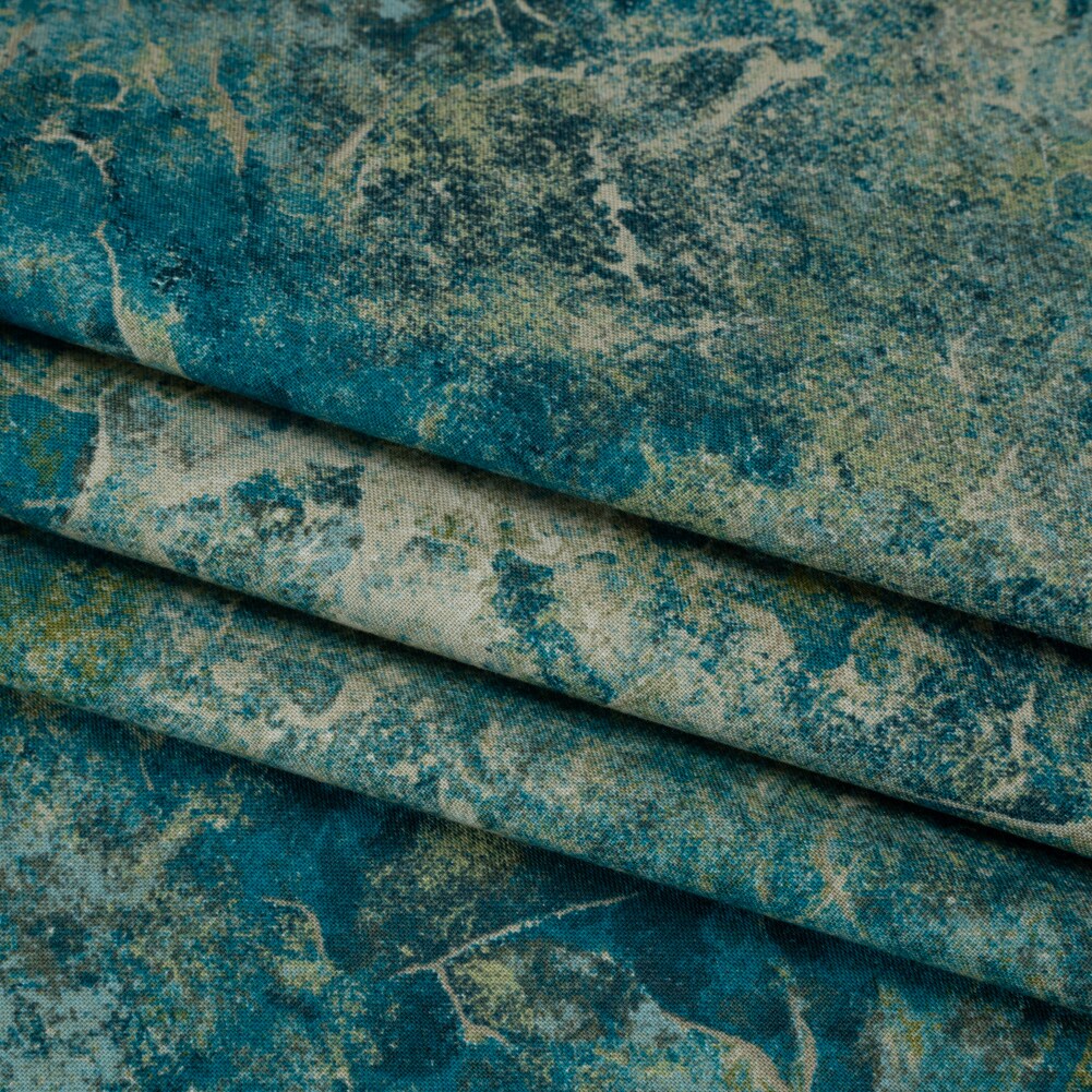 1 Yard Stonehenge Quilting Cotton Fabric Blue Green Beige Quartz Abstract