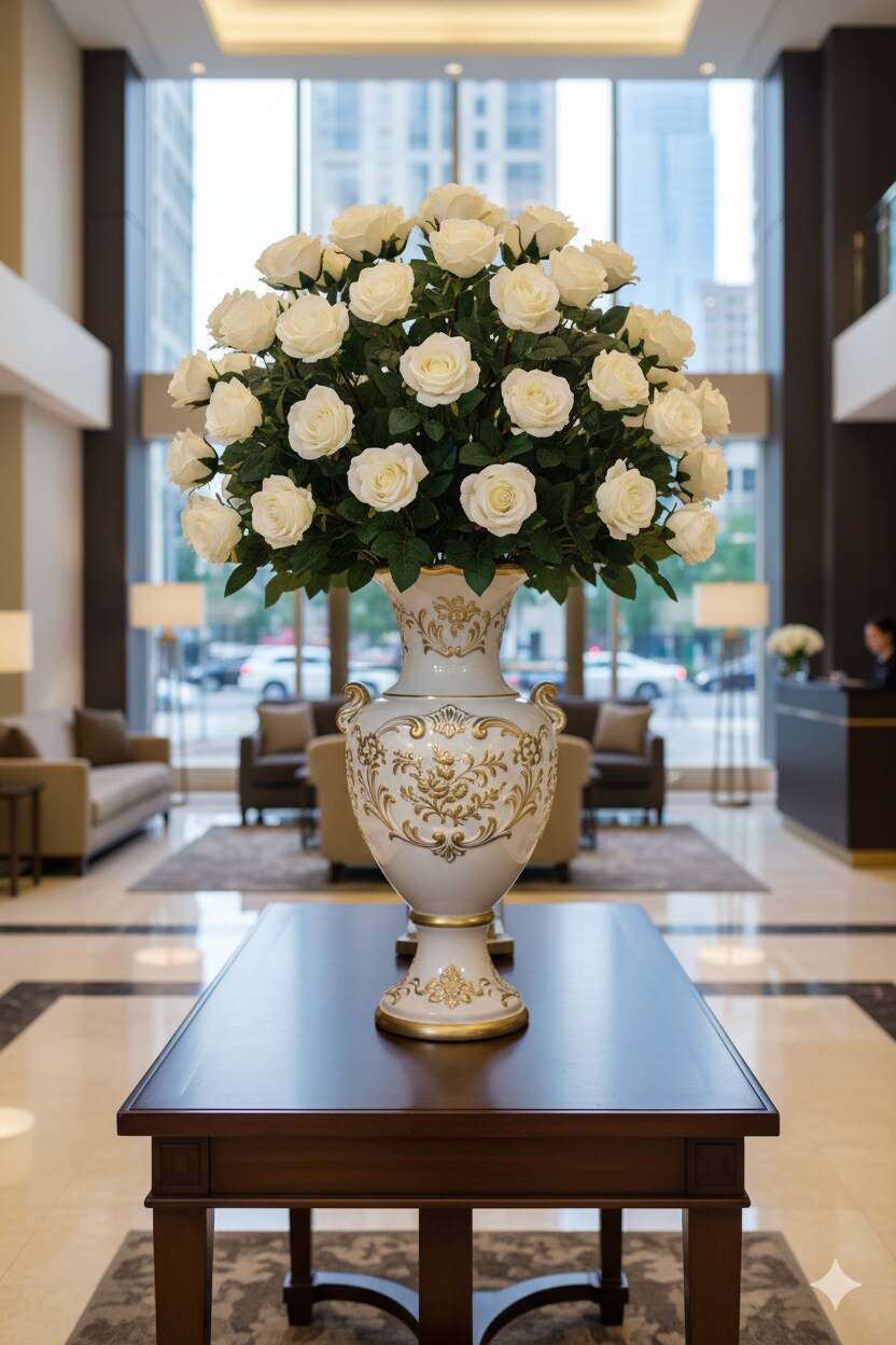 27” Real Touch Candle White Rose 4” Bloom Faux Flower for Wedding, Home & Romantic Decor