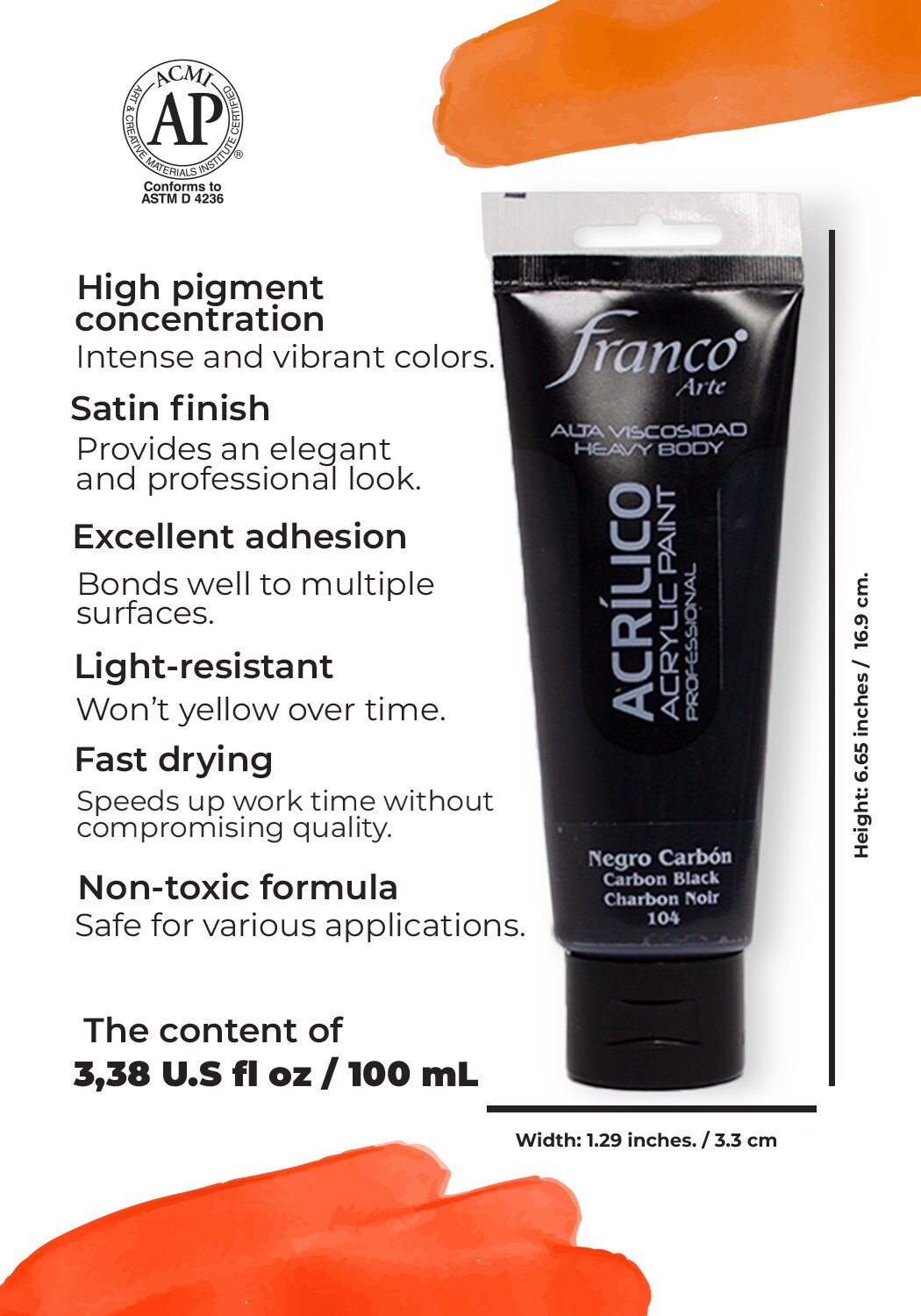 14104-100 Professional Acrylic Paint 3,38 U.S fl oz / Carbon Black