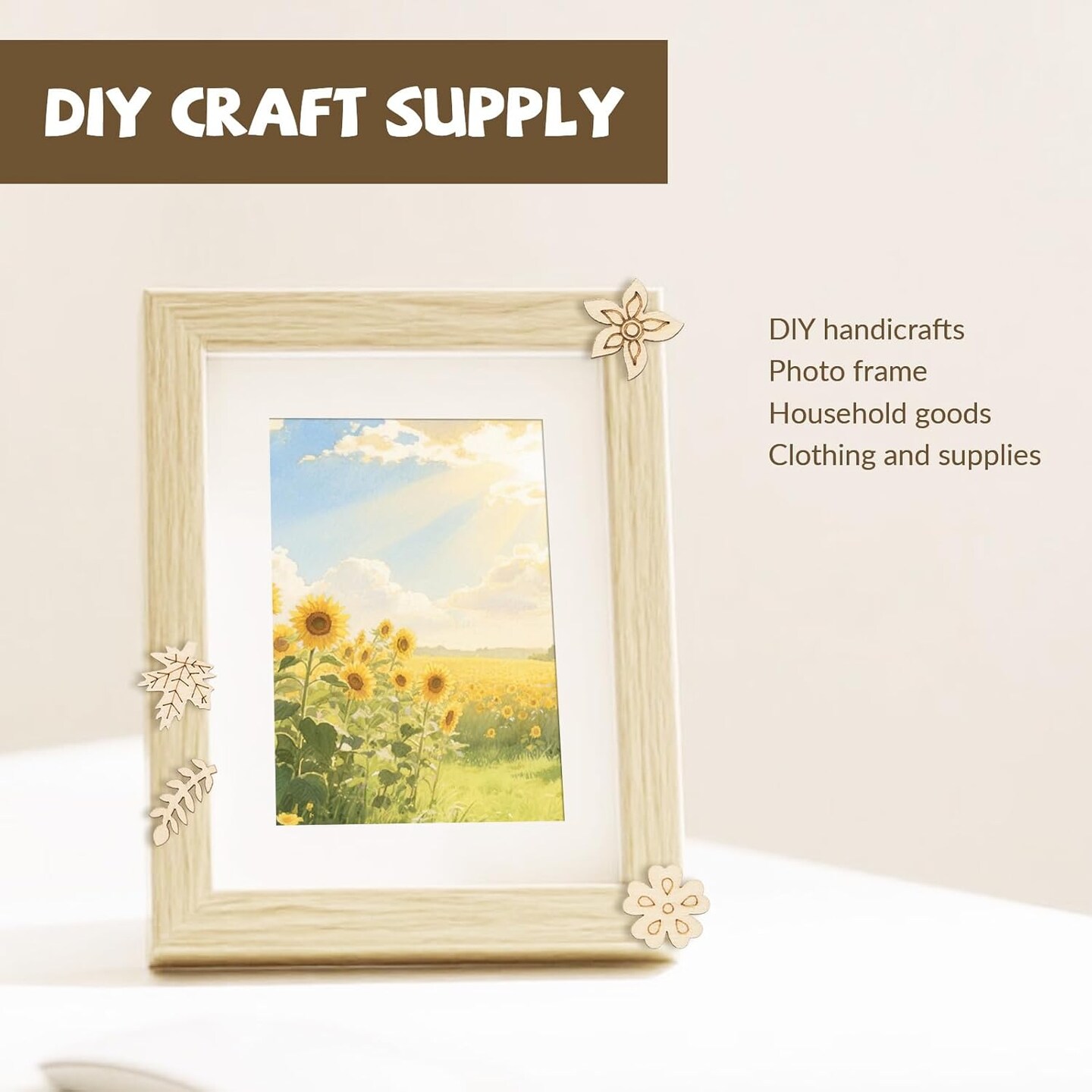 100 Pcs Fall Unfinished Wooden Flowers for Crafts(Leaf)