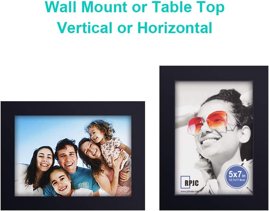 5x7 Picture Frames Made of Solid Wood High Definition Glass(Black)7"L x 5"W