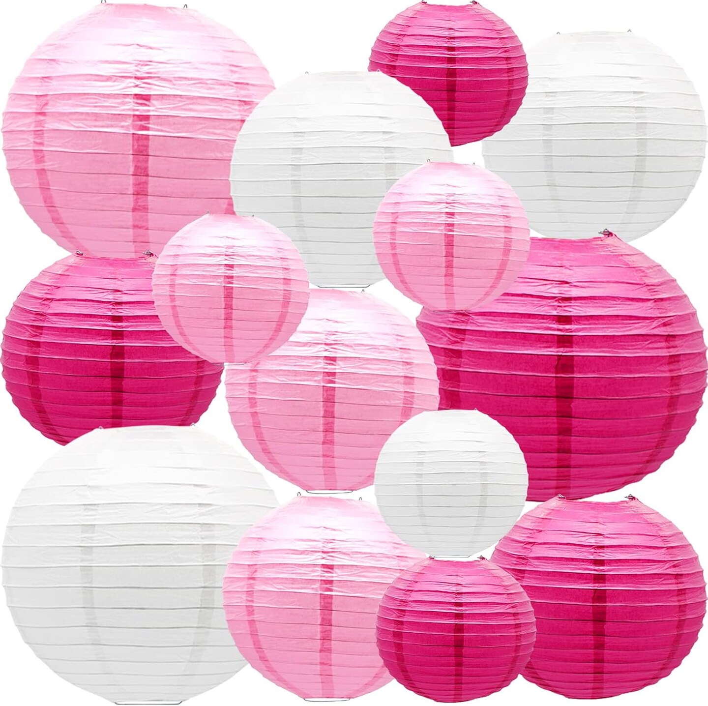 Round Chinese Paper Lanterns(&#x9;Pink)