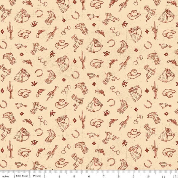 Icons in Cream (c16625-cream) | John Wayne American West | Riley Blake Designs | Riley Blake