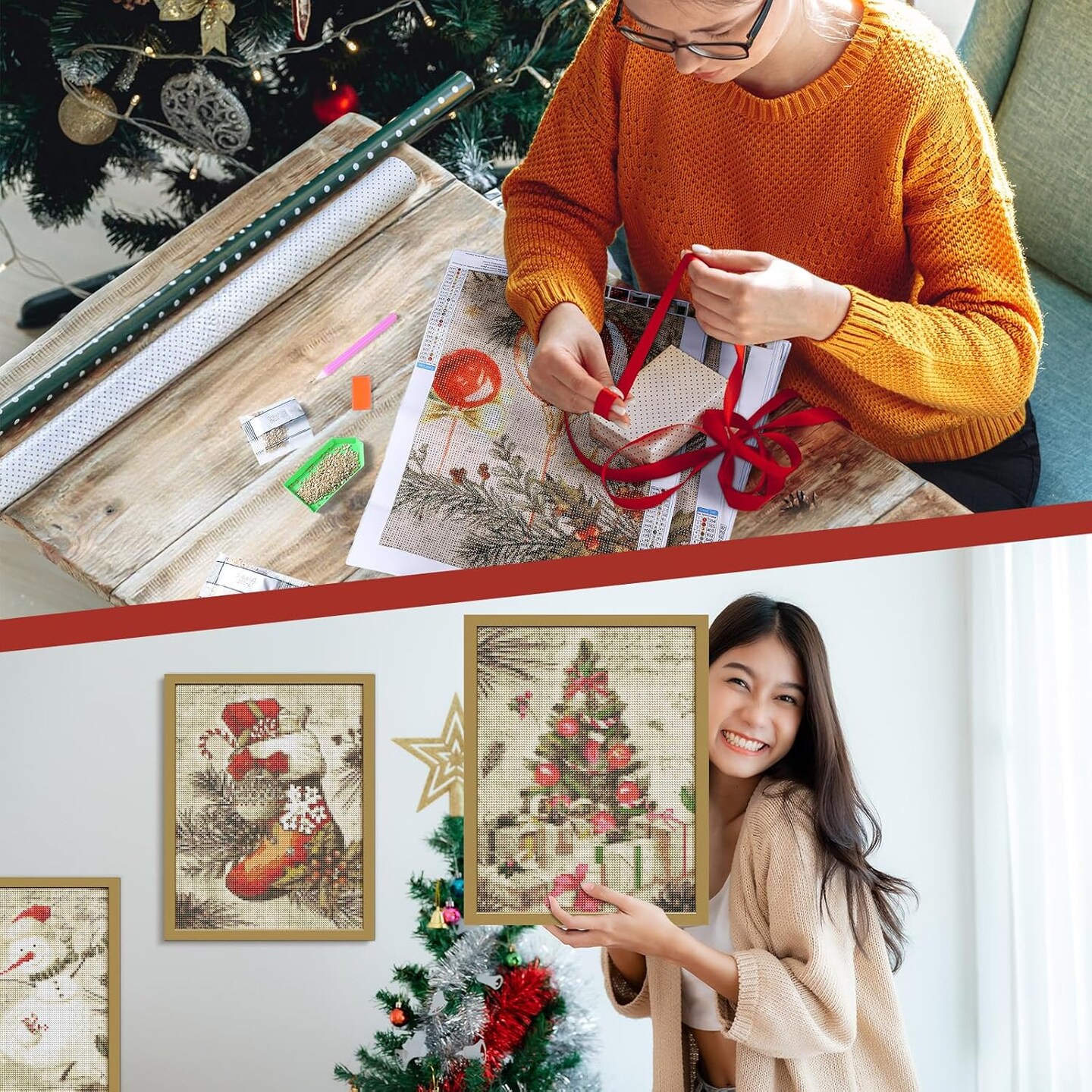 6 Pcs Christmas Diamond Painting Kits for Adults(multicolor)