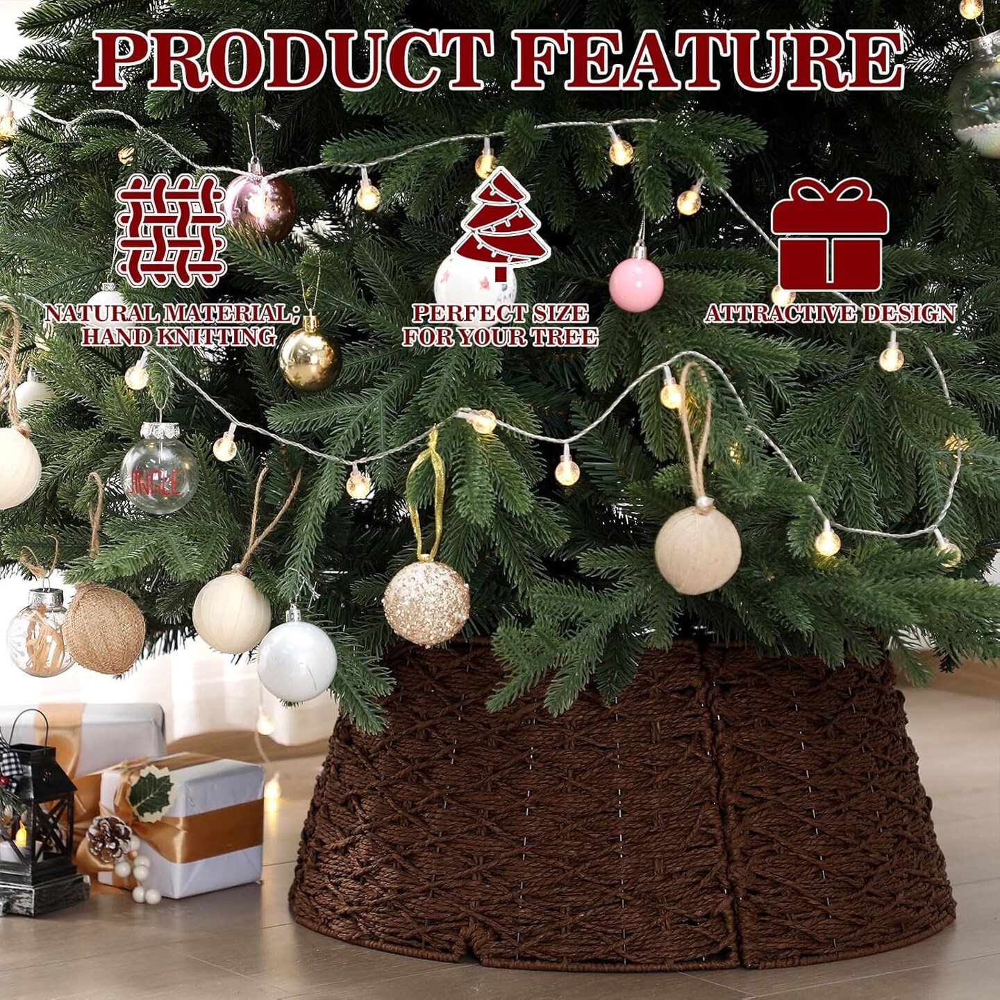 24 Inch Wicker Christmas Tree Collar Skirt (Dark Brown) 	24 Inches