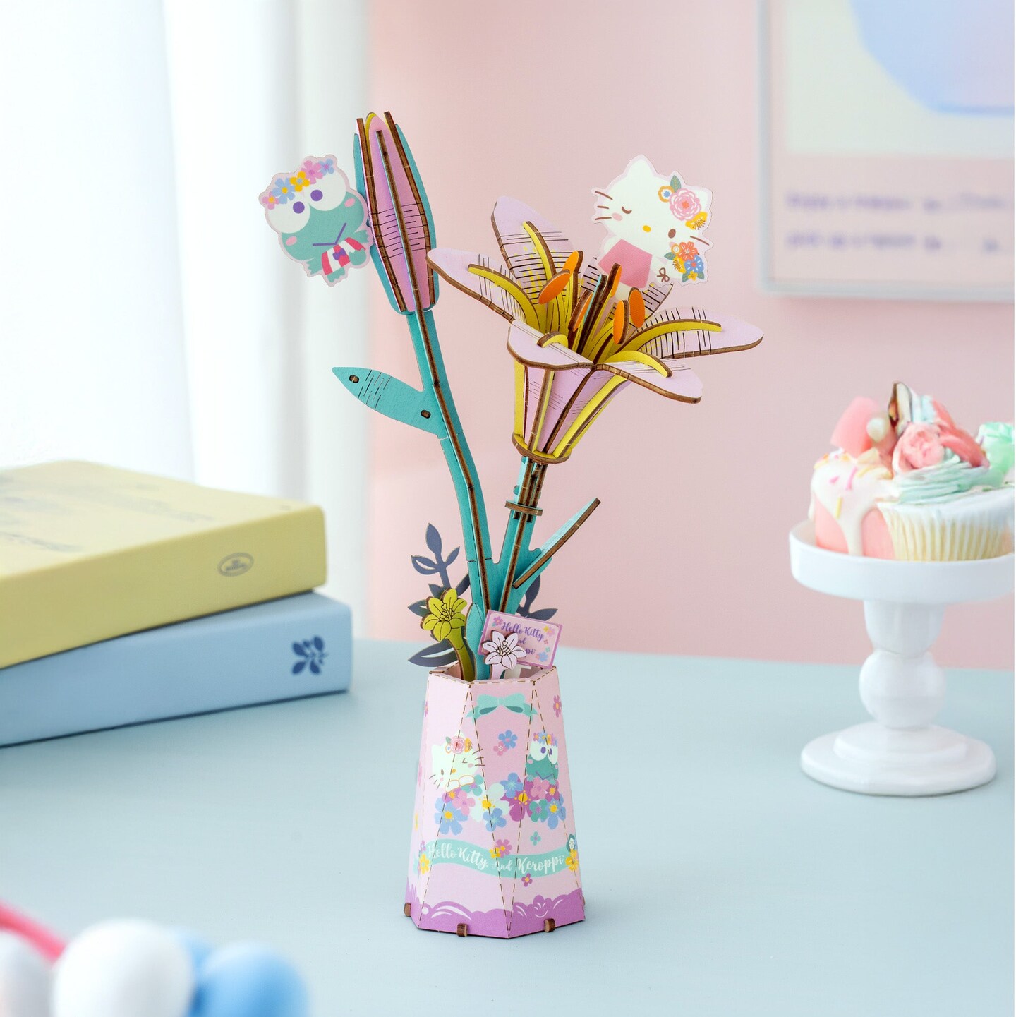 Hello Kitty&#xAE; and Friends Keroppi and Hello Kitty Lily - 3D Wooden Flower Puzzle