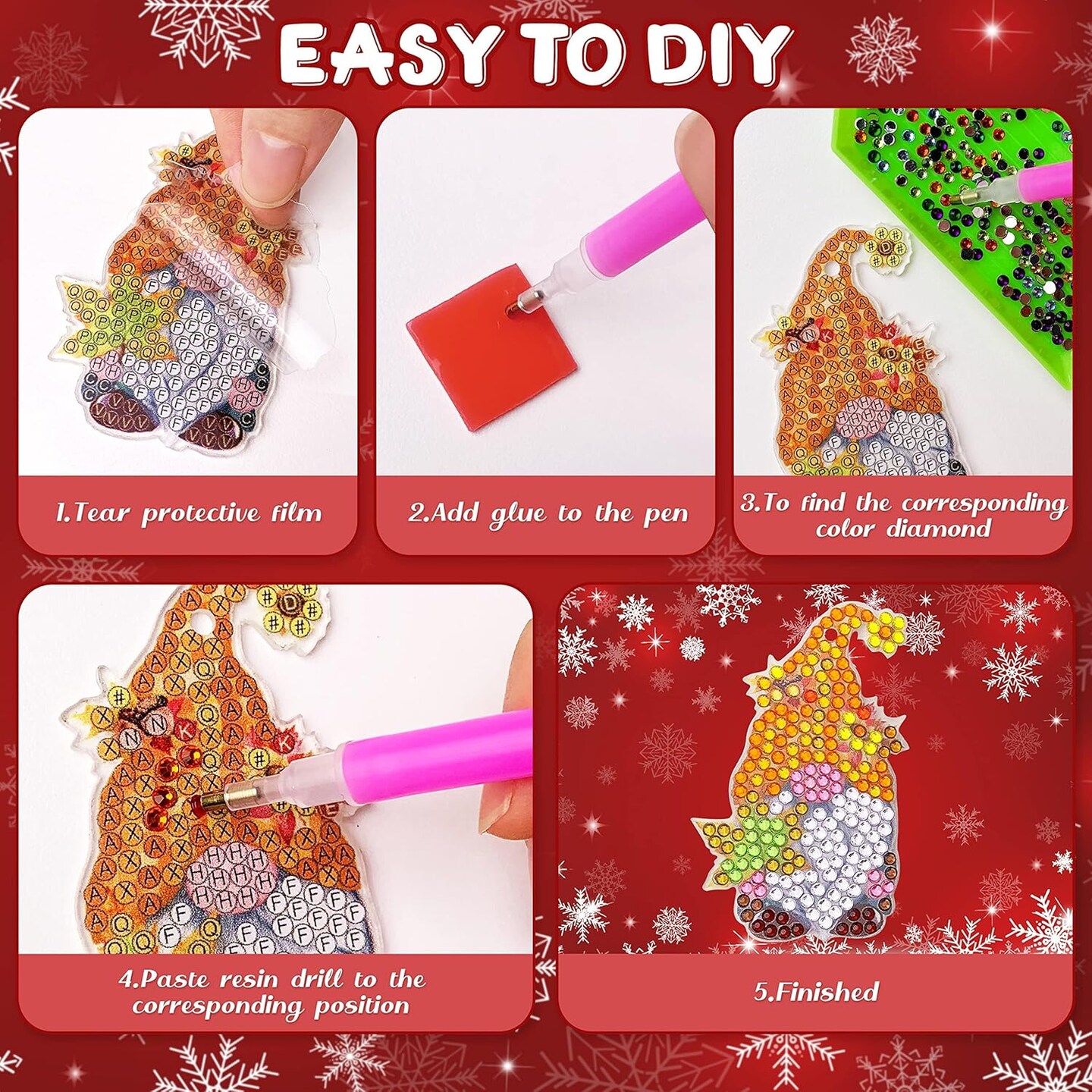 Christmas Diamond Painting Keychain Kit (	undefined) 2.9 x 2 x 0.2 inches