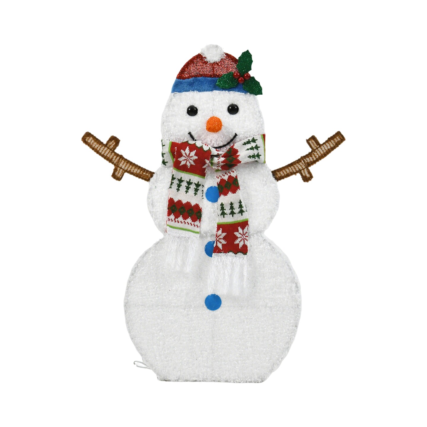 Set of 2 Snowmen with Warm White Cord Lights 24" & 28" Height