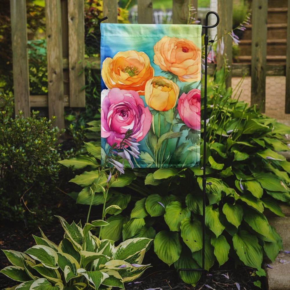 Edge Collections - 11 1/4" X 15 1/2" - Multicolor - Garden Ranunculus Watercolor Garden Flag - 1 Piece