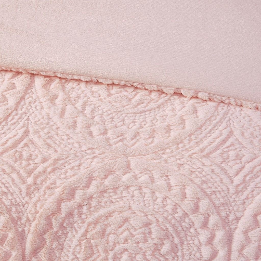 Edge Collections - 26" x 20" - Pink - Arya Twin Blush Embroidered Comforter Set - 1 Set