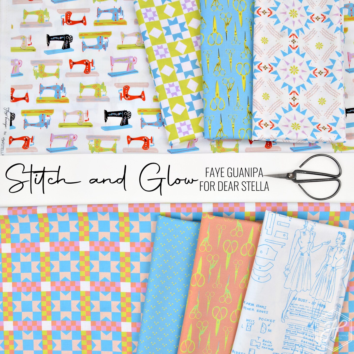 Vivid Patchwork in White (stella-dfg3284 white) | Stitch and Glow | Faye Guanipa | Dear Stella