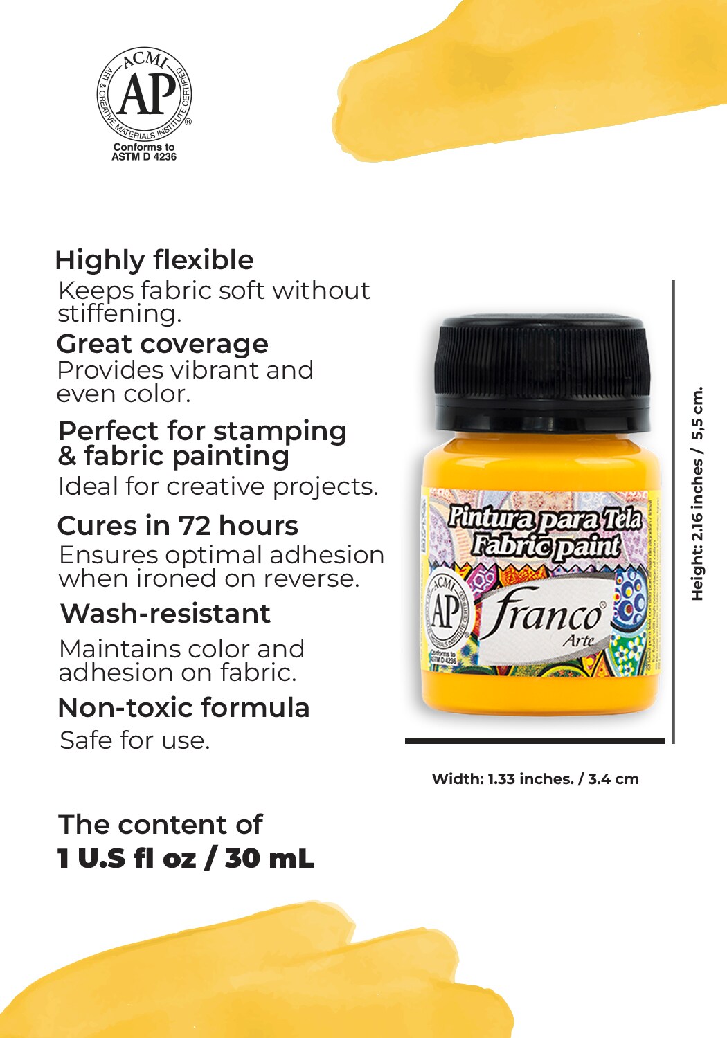 31006 Fabric Paint 1 U.S fl oz / Primary Yellow