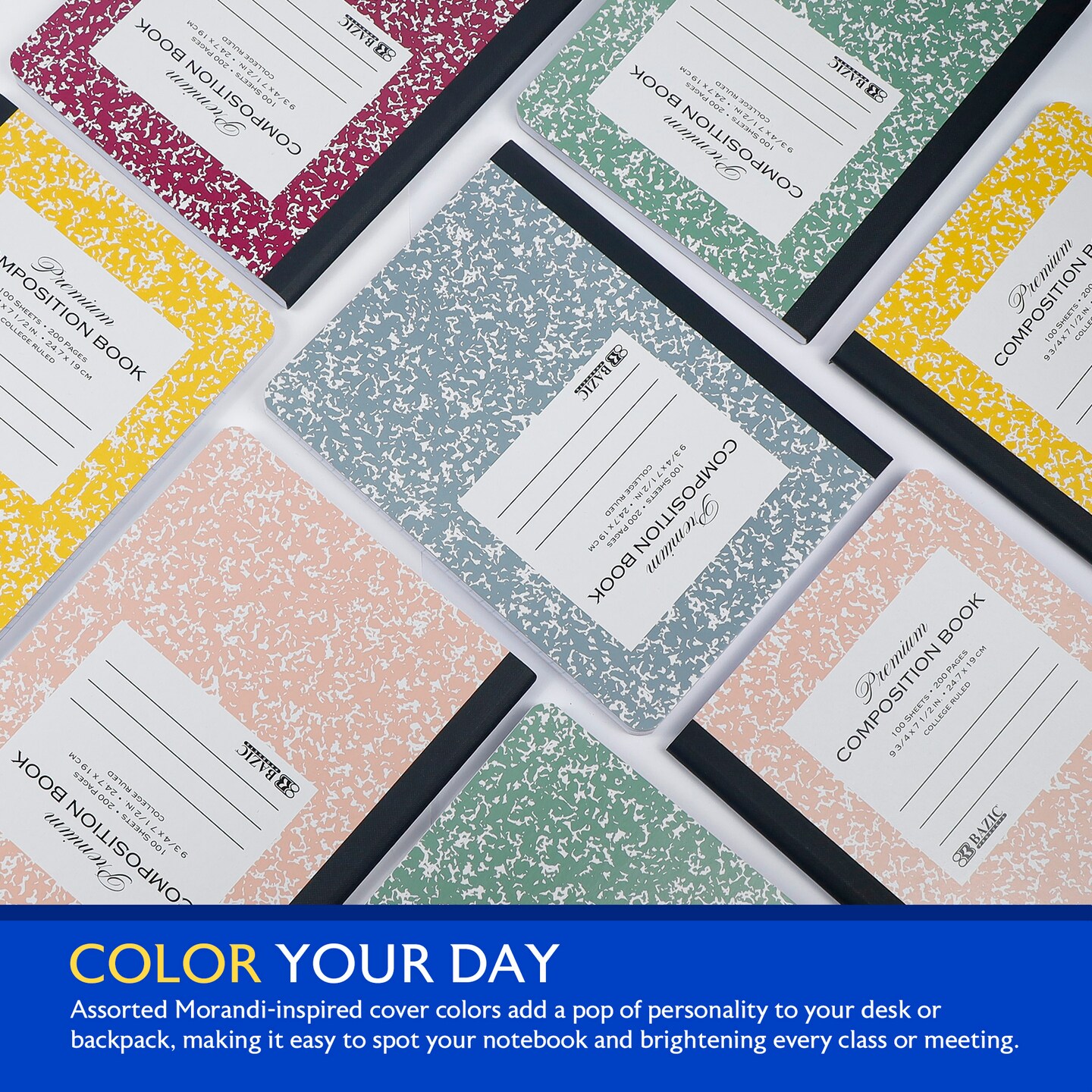 BAZIC C/R 100 Ct. Premium Morandi Color Marble Composition Book