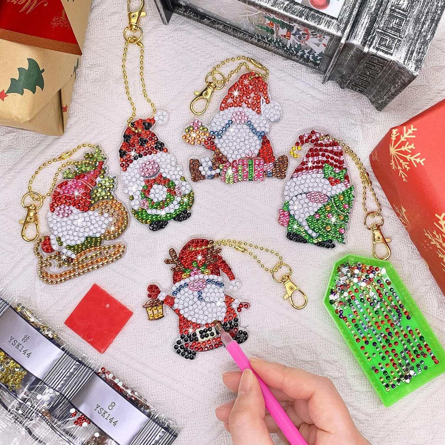 Christmas Diamond Painting Keychain Kit (	undefined) 2.9 x 2 x 0.2 inches